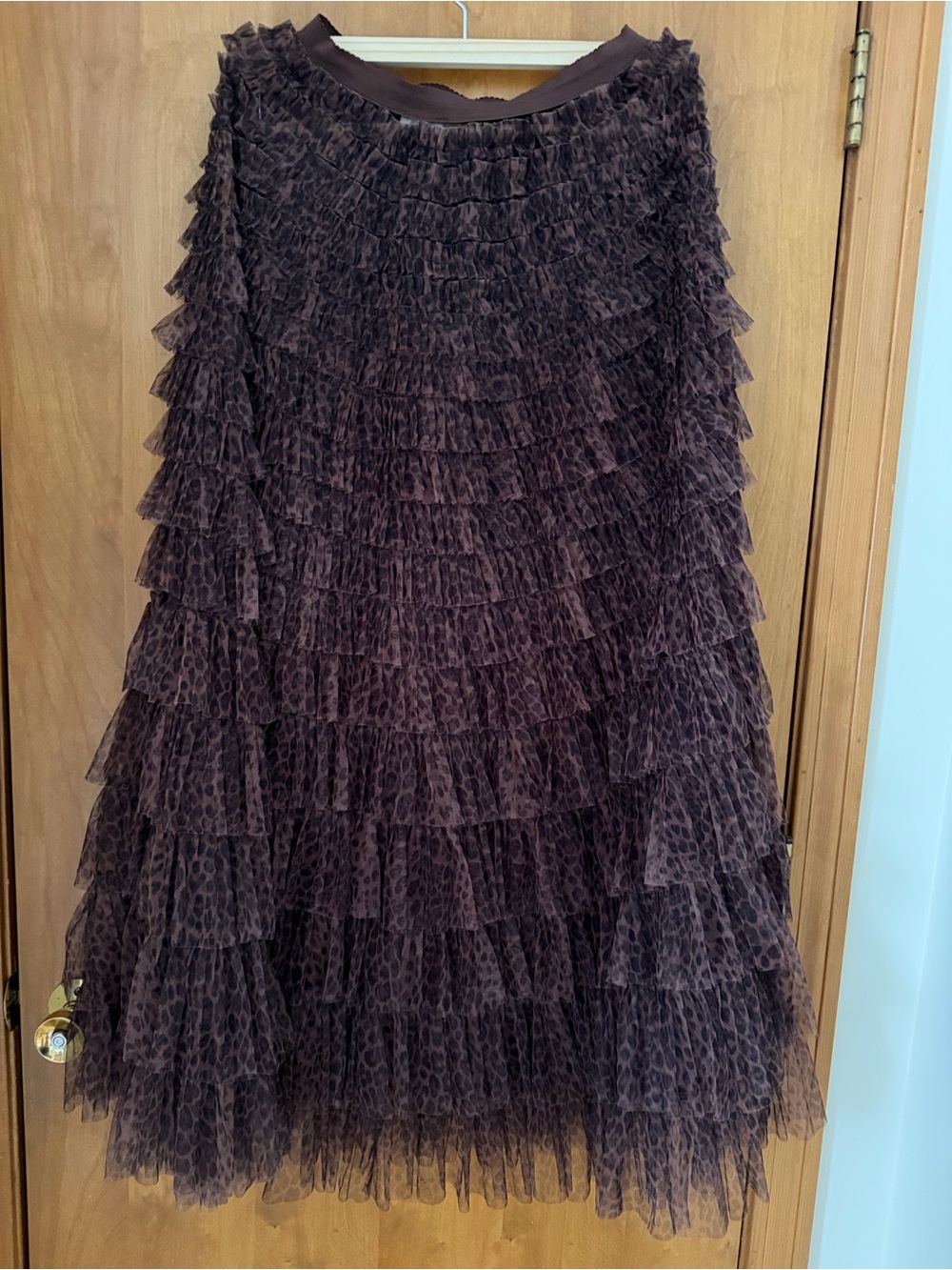 Cynthia Rowley Brown Tiered Ruffle Maxi Skirt
